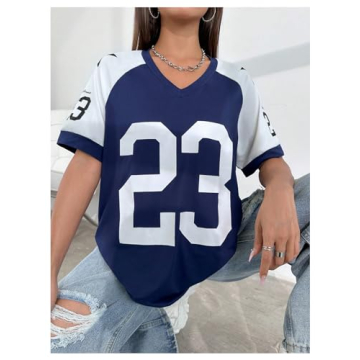 Stylish WDIRARA Color Block V Neck Tee for Women