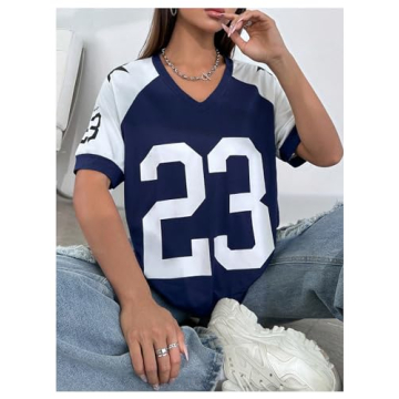 Stylish WDIRARA Color Block V Neck Tee for Women