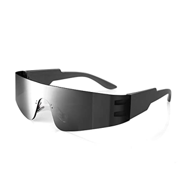 Crazy Feng Rimless Futuristic Wrap Around Sunglasses