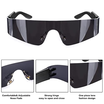 Rimless Futuristic Wrap Around Sunglasses for All