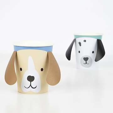 Meri Meri Puppy Cups 8 Pack for Fun Party Decor