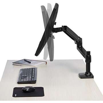 Amazon Basics Single Monitor Stand, Lift Engine Arm Mount, Black