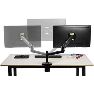 Amazon Basics Single Monitor Stand, Lift Engine Arm Mount, Black