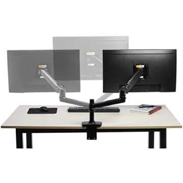 Amazon Basics Single Monitor Stand, Lift Engine Arm Mount, Black