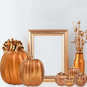 Winlyn Metallic Bronze Pumpkins for Fall Decor