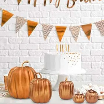 Winlyn Metallic Bronze Pumpkins for Fall Decor