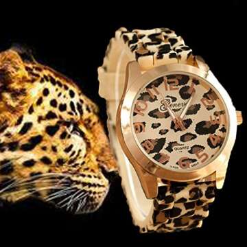 FANMIS Unisex Geneva Leopard Silicone Watch Minimalist Ultra-Thin Watch Jelly Gel Watch Ladies Dress...