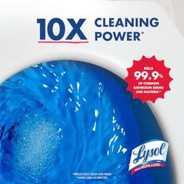 Lysol Toilet Bowl Cleaner, Max Strength Bathroom Cleaning Supplies, Toilet Bowl Cleaner Clinging Gel, Home Essential, Instant Stain Removal, Disinfecting and Deodorizing, Bleach Free, 24 oz (9 ct)