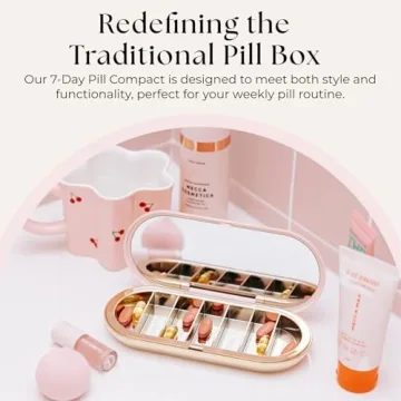 Chic 7-Day Pill Organizer with Mirror for Travel