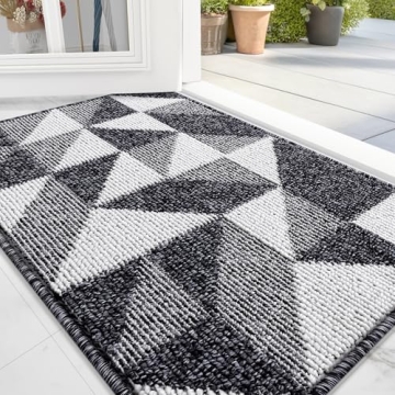 OLANLY Door Mat Indoor Entrance Washable 32x20, Odor-Free Low-Profile Front Back Geometric Door Mat,...