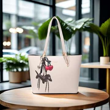 eswala Bag Charms Purse Charms kit Keychains for Women,Cute Leather Dog Heart Cherry Keychain Bag Charm for Handbag Accessories Tready Charms for Purses and Bags Cars Hanging Ornament Christmas Gifts