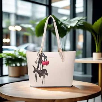 eswala Bag Charms Purse Charms kit Keychains for Women,Cute Leather Dog Heart Cherry Keychain Bag Charm for Handbag Accessories Tready Charms for Purses and Bags Cars Hanging Ornament Christmas Gifts