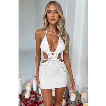 Women Sexy Backless Mini Dress for Beach and Parties