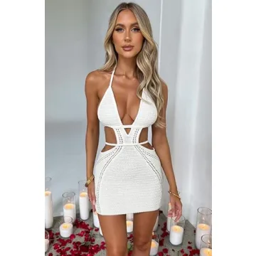 Women Sexy Backless Mini Dress for Beach and Parties