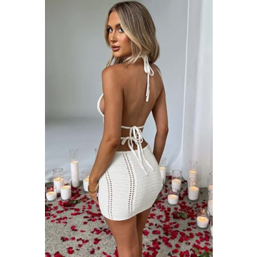 Women Sexy Backless Mini Dress for Beach and Parties
