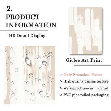 Abstract Beige Canvas Wall Art Boho Mid Century Modern Abstract Art Prints Beige and White Paintings Poster Abstract Neutral Pictures Minimalist Art Wall Decor Beige Neutral Prints 16x24inch No Frame