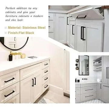 Goldenwarm 5Pack Black Cabinet Pulls Square Drawer Handles Kitchen Cabinet Handles Stainless Steel Modern Hardware for Kitchen 11-1/3in(288mm) Cabinets Cupboard Pulls for Cabinets