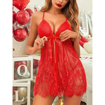 Avidlove Sexy Lace Babydoll Lingerie Open Front Chemise