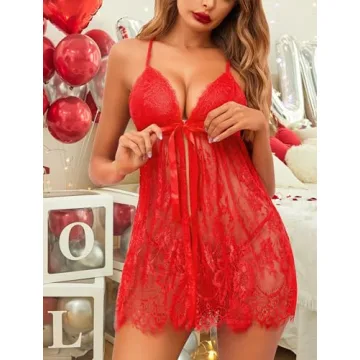 Avidlove Sexy Lace Babydoll Lingerie Open Front Chemise