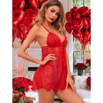 Avidlove Sexy Lace Babydoll Lingerie Open Front Chemise
