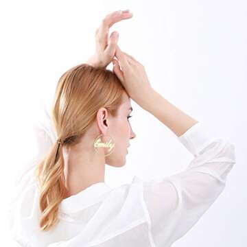 Custom Earrings Personalized Name Hoop Earrings for Women 18K Gold Plated Stainless Steel Earrings(1...