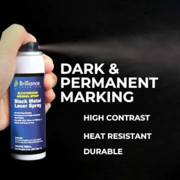 Brilliance Laser Inks 2 Oz Aerosol Black Laser Marking Spray for High Contrast Metal Marks | Permanent and Durable Metals Ink for Fiber, YAG, Diode, and CO2 Laser Engraver