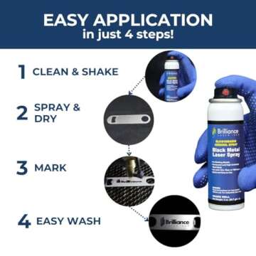 Brilliance Laser Inks 2 Oz Aerosol Black Laser Marking Spray for High Contrast Metal Marks | Permanent and Durable Metals Ink for Fiber, YAG, Diode, and CO2 Laser Engraver