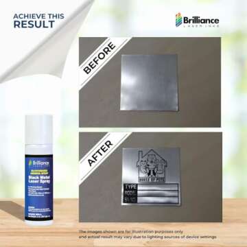 Brilliance Laser Inks 2 Oz Aerosol Black Laser Marking Spray for High Contrast Metal Marks | Permanent and Durable Metals Ink for Fiber, YAG, Diode, and CO2 Laser Engraver