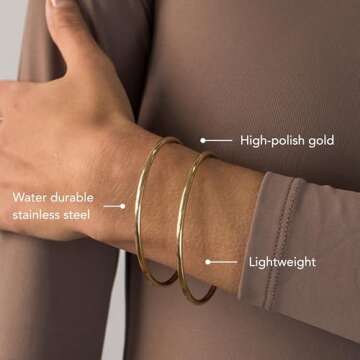 JENNY BIRD Dane Bangle | High Polish Gold, Tension Closure | Sleek, Chunky Designer Jewelry for Women