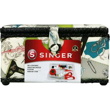 SINGER Vintage Sewing Basket with Accessories Set