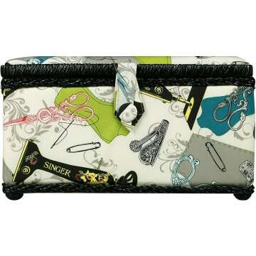 SINGER Vintage Sewing Basket with Accessories Set