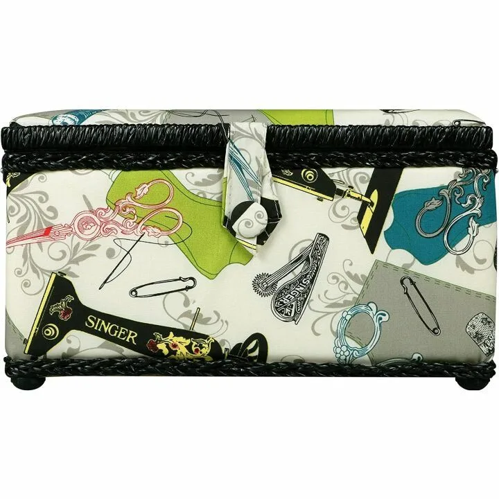 SINGER Vintage Sewing Basket with Accessories Set