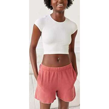 Women Basic Y2k Crop Tops Tight Round Neck Baby Tees Short Sleeve Slim Fitted T Shirts Egirl Aesthetic Clothes