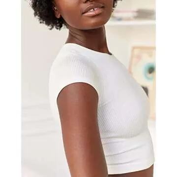 Women Basic Y2k Crop Tops Tight Round Neck Baby Tees Short Sleeve Slim Fitted T Shirts Egirl Aesthetic Clothes