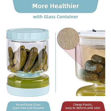 Stylish WhiteRhino Glass Pickle Jar with Strainer 51oz