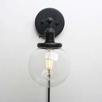 PERMO Vintage Industrial Wall Sconce with Clear Glass Shade