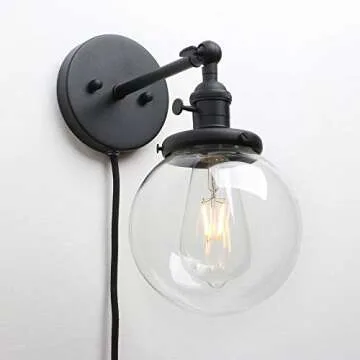 PERMO Vintage Industrial Wall Sconce with Clear Glass Shade