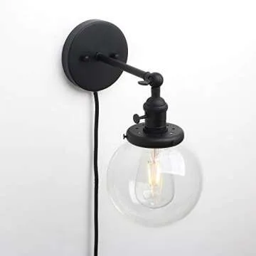PERMO Vintage Industrial Wall Sconce with Clear Glass Shade
