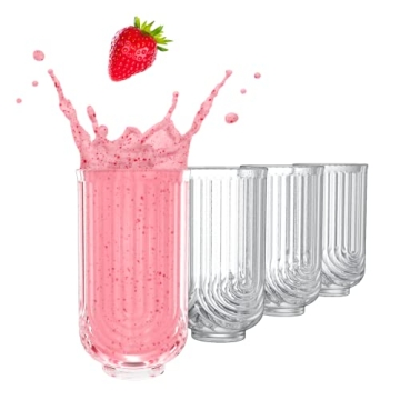 Greenline Goods Art Deco Cocktail Glasses (Set Of 4) Highball Ribbed Wave Glasses - 14oz Vintage Cry...