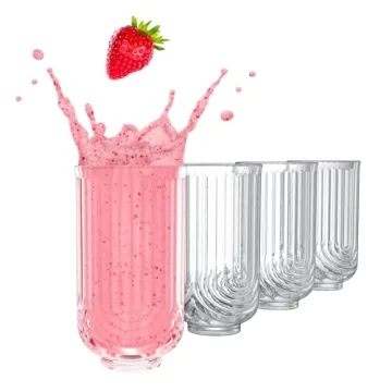 Greenline Goods Art Deco Cocktail Glasses (Set Of 4) Highball Ribbed Wave Glasses - 14oz Vintage Cry...