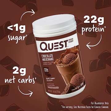 Quest Nutrition Chocolate Milkshake Protein Powder - 22g Protein, Low Carb, Gluten Free, 1.6 Pound, ...