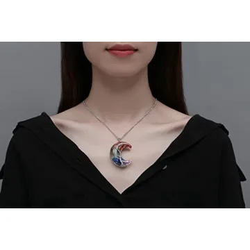 MAIBAOTA 7 Chakra Healing Crystal Necklace Tree Life Crescent Moon Phase Stone Pendant Necklaces Natural Reiki Spiritual Quartz Gemstone Hippie Witch Jewelry Gifts for Women