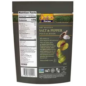 Setton Farms Naturally Seasoned Pistachio Kernels, Salt and Pepper, No Shell Pistachios, Certified Non-GMO, Gluten Free, Vegan and Kosher, 5 oz Resealable Pouch
