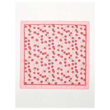 WDIRARA Women's Cherry Graphic Print Scarf Large Square Hair Bandana Sleeping Head Wraps Pink One-Size