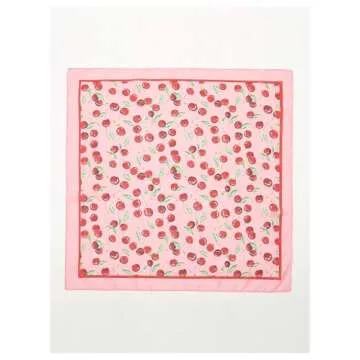 WDIRARA Women's Cherry Graphic Print Scarf Large Square Hair Bandana Sleeping Head Wraps Pink One-Size