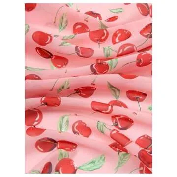 WDIRARA Women's Cherry Graphic Print Scarf Large Square Hair Bandana Sleeping Head Wraps Pink One-Size