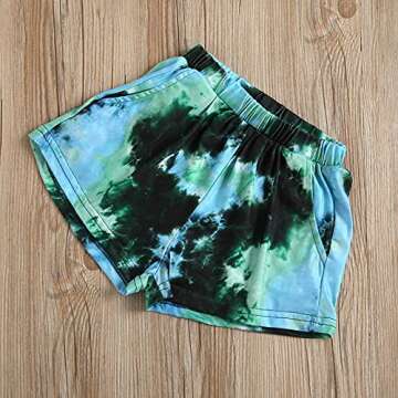 Toddler Girls Tie-Dye Print Round Collar Short Sleeve Pullover Top Clothes Sets Elastic Waist Shorts Outfits