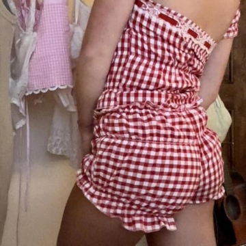 Cute Women Gingham Boxer Shorts Ruffle Bloomers