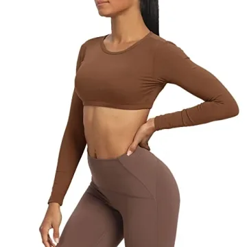 Aoxjox Long Sleeve Crop Tops for Women - Stylish Activewear