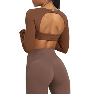 Aoxjox Long Sleeve Crop Tops for Women - Stylish Activewear